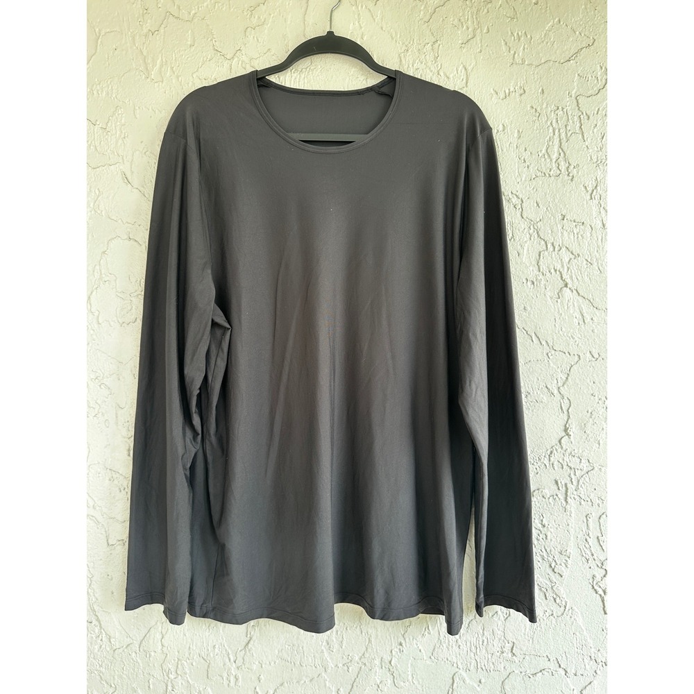 Lululemon Long Sleeve Athletic Shirt Black Crew Neck Performance Top Men L/XL